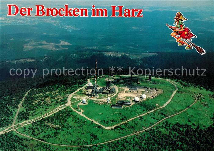 Brocken Harz Fliegeraufnahme mit Brockenhotel und Fernmeldeanlagen