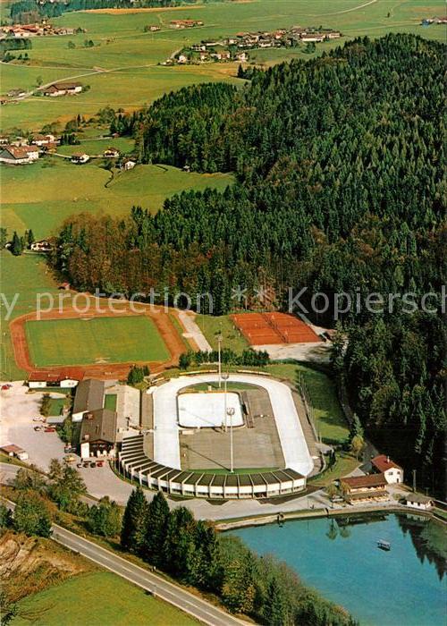 Inzell Eisstadion mit Sportplatz und Tennisanlage Fliegeraufnahme