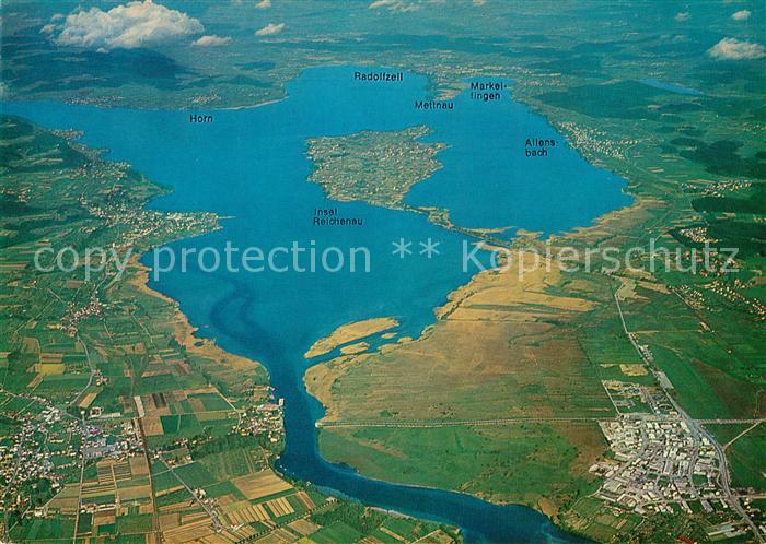 Konstanz Bodensee Fliegeraufnahme mit Insel Reichenau Radolfzell und Untersee