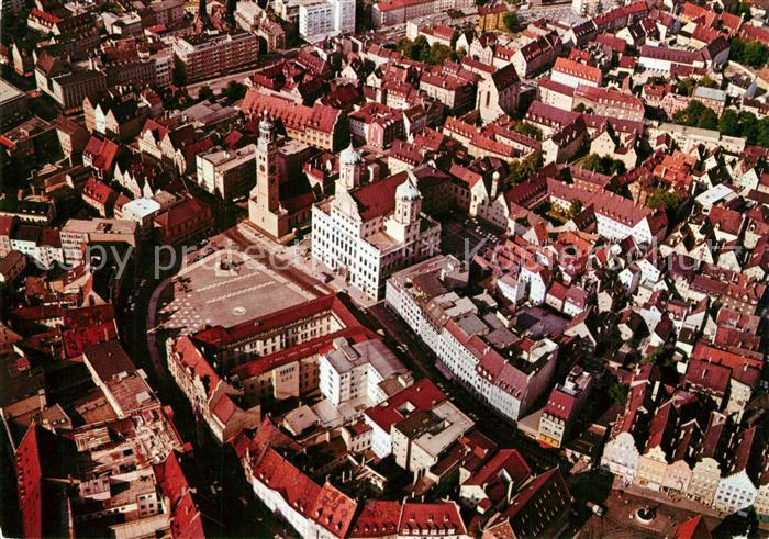 Augsburg Fliegeraufnahme mit City Rathaus und Perlachturm