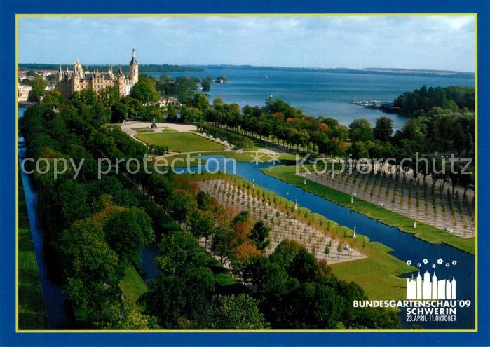 Schwerin Mecklenburg Schlossgarten und Kreuzkanal Fliegeraufnahme