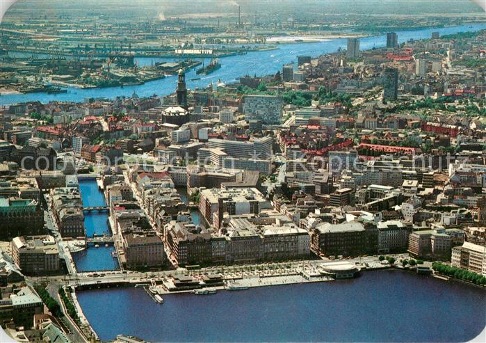 Hamburg Jungfernstieg mit Elbe Fliegeraufnahme