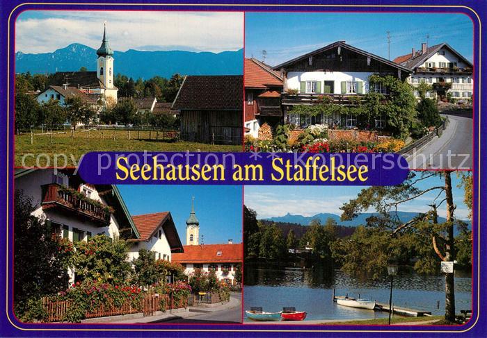 Seehausen Staffelsee Kirche Ortsansichten Bootsanlegestelle