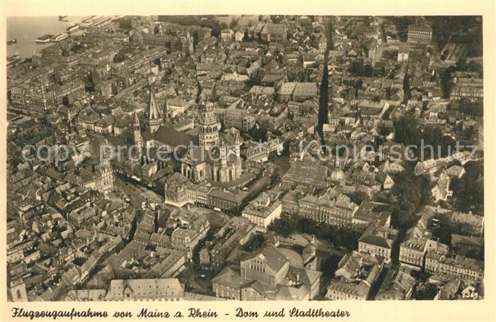 Mainz Rhein Dom Stadttheater Fliegeraufnahme