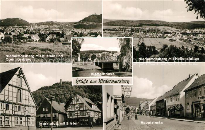 Niedermarsberg mit Bilstein Obermarsberg Niedermarsberg Heilanstalten Diemelbrue