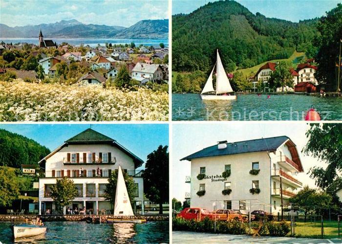 Weyregg Attersee Pension Staudinger Segeln Panorama Blick zu den Alpen