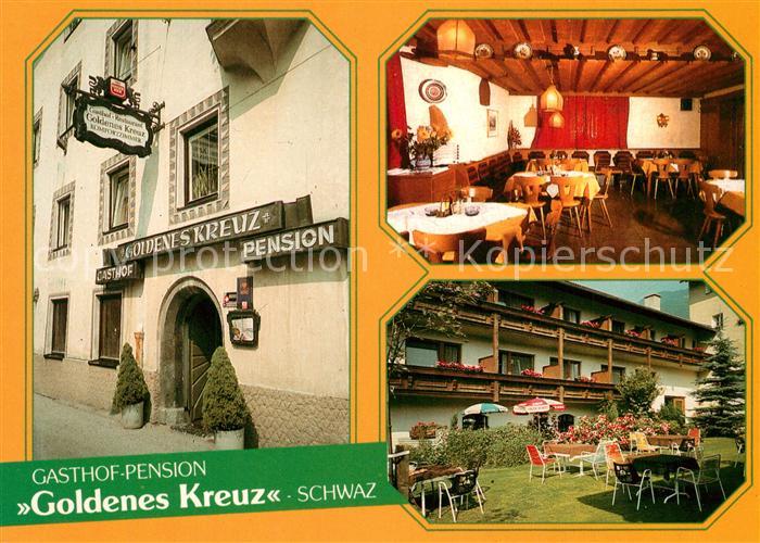 Schwaz Tirol Gasthof Pension Goldenes Kreuz Gastraum Garten