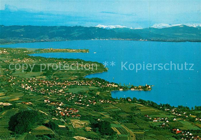 Wasserburg Bodensee Halbinsel Alpen Fliegeraufnahme
