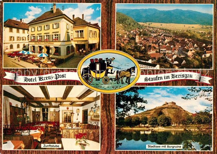 Staufen Breisgau Hotel Kreuz Post Restaurant Zunftstube Stadtsee Burgruine Stadt