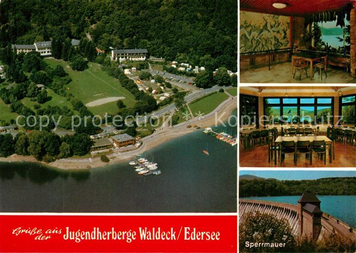 Waldeck Edersee Jugendherberge Fliegeraufnahme Sperrmauer Stausee