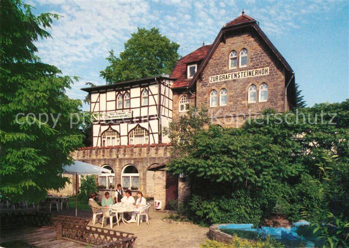 Rinteln Hotel Restaurant Zur Grafensteiner Hoeh Gartenterrasse Teich