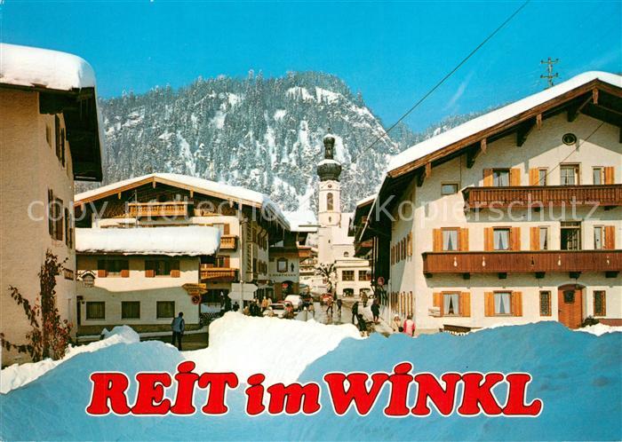 Reit Winkl Ortsmotiv mit Kirche Wintersportplatz Bayerische Alpen