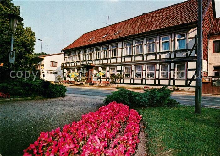Walkenried Hotel Zum goldenen Loewen Fachwerkhaus Blumenbeet