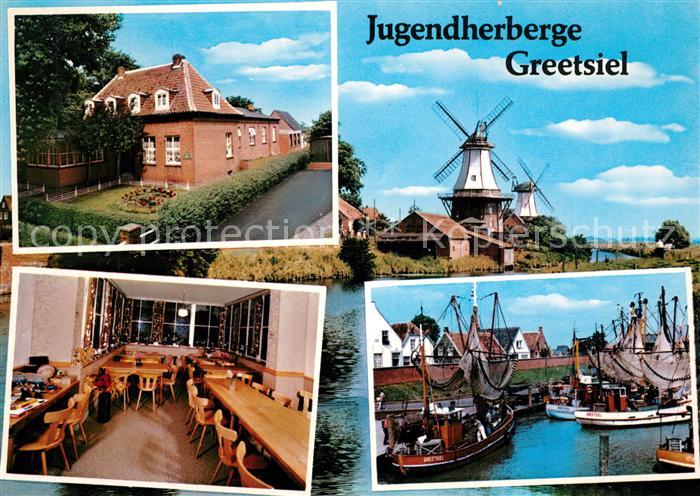 Krummhoern Jugendherberge Greetsiel Windmuehle Fischereihafen Fischkutter
