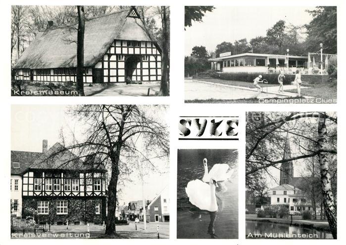 Syke Museum Campingplatz Kreisverwaltung Muehlenteich Kirche Schwaene