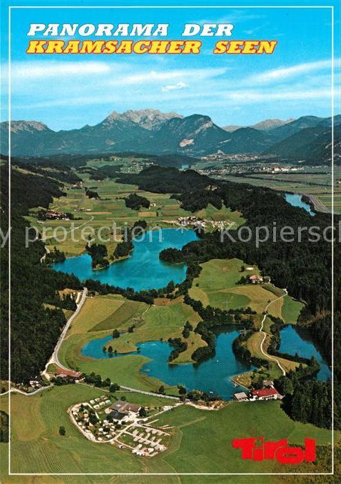 Kramsach Fliegeraufnahme mit Krummsee Reintaler See und Kaisergebirge