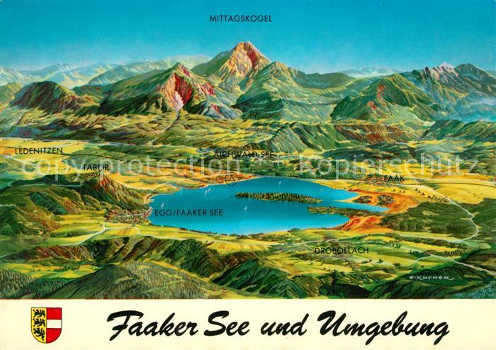 Faakersee Panoramakarte mit Mittagskogel