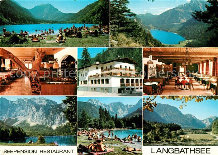 Ebensee Oberoesterreich Seepension Restaurant Langbathsee Gastraeume Strand Pano