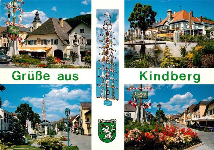 Kindberg Maibaum mit oesterr Trachten und Bundeslaenderwappen