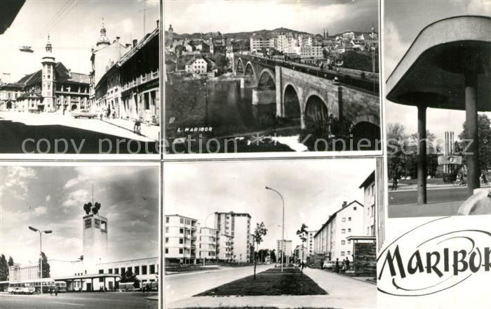 Maribor Marburg Drau Stadtburg Drau Bruecke Siedlung Hochhaeuser