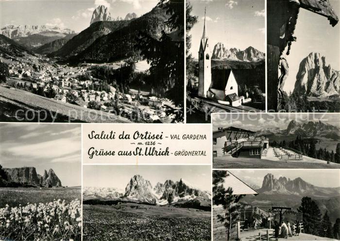 Ortisei St Ulrich Panorama Groednertal Kirche Dolomiten
