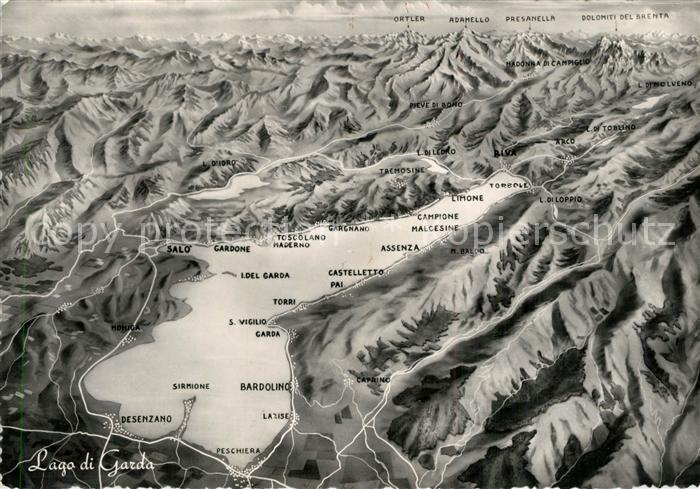 Lago di Garda Gardasee und Alpen aus der Vogelperspektive