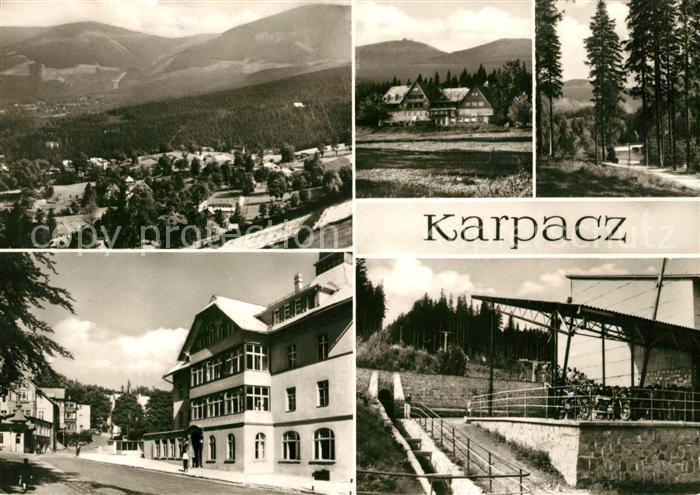 Karpacz Panorama Ortsmotiv Bergbahn Hotel Waldpartie
