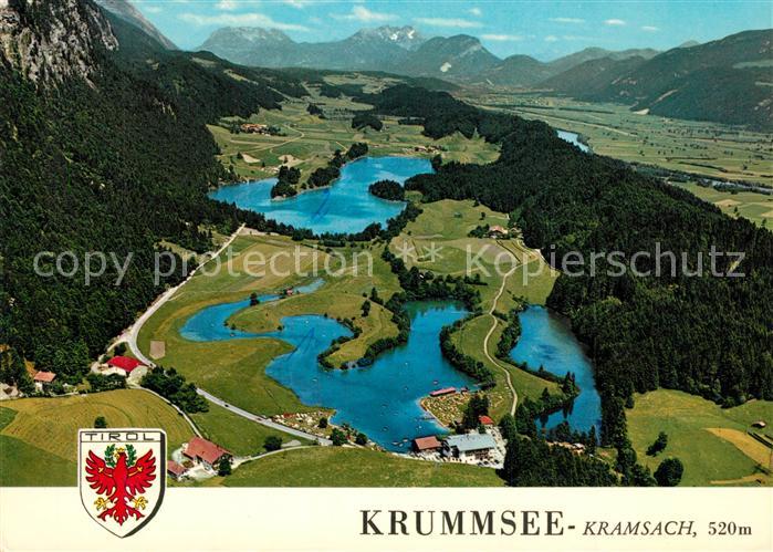 Kramsach Krummsee mit Inntal und Kaisergebirge Fliegeraufnahme