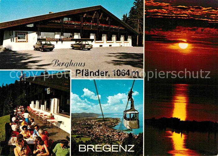 Bregenz Vorarlberg Berghaus Pfaender Terrasse Bergbahn Sonnenuntergang Bodensee
