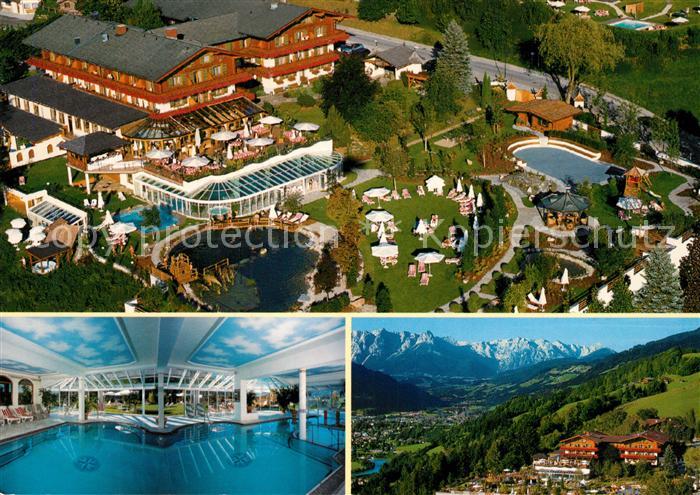 Sankt Johann Pongau Hotel Oberforsthof Hallenbad Alpenpanorama Fliegeraufnahme