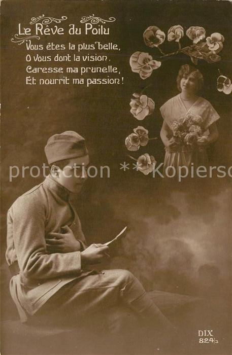 Foto DIX Paris Nr. 824/3 Poesie Gedicht Le Reve du Poilu S