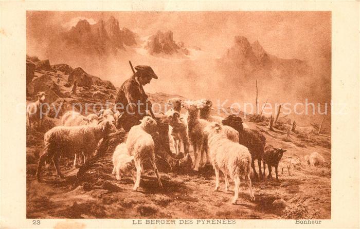 Schafe Berger des Pyrenees Künstlerkarte Bonhe