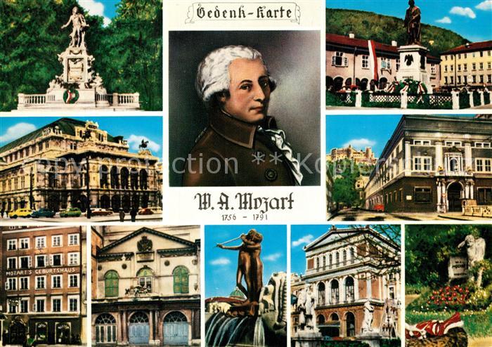 Mozart Wolfgang Amadeus Gedenkkarte Denkmal Staatsoper Festspielhaus