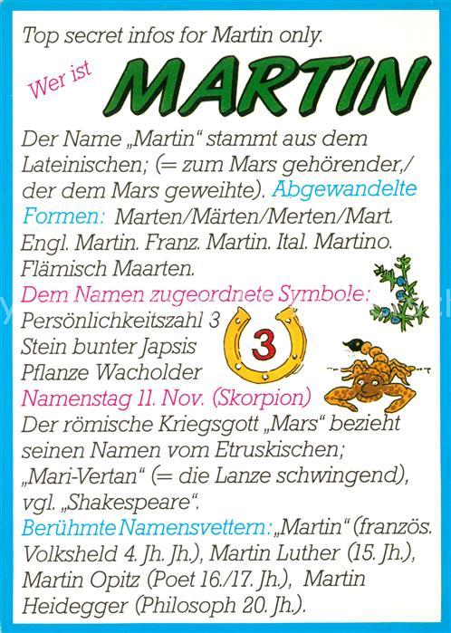 Namenskarte Namenstag Martin