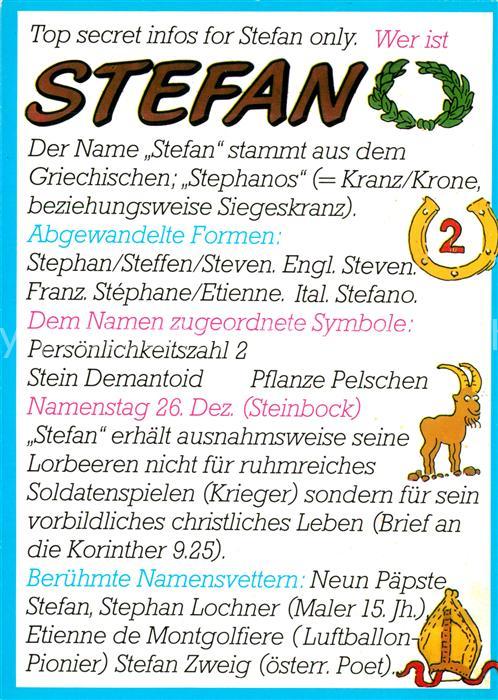 Namenskarte Namenstag Stefan
