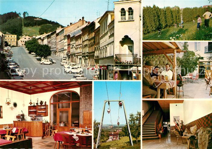 Haag Hausruck Gasthof Pension Mittendorfer Gastraum Terrasse Treppe Sessellift