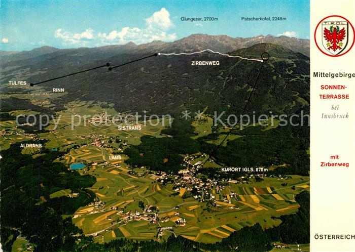 Innsbruck Sonnenterrasse mit Zirbenweg Fliegeraufnahme