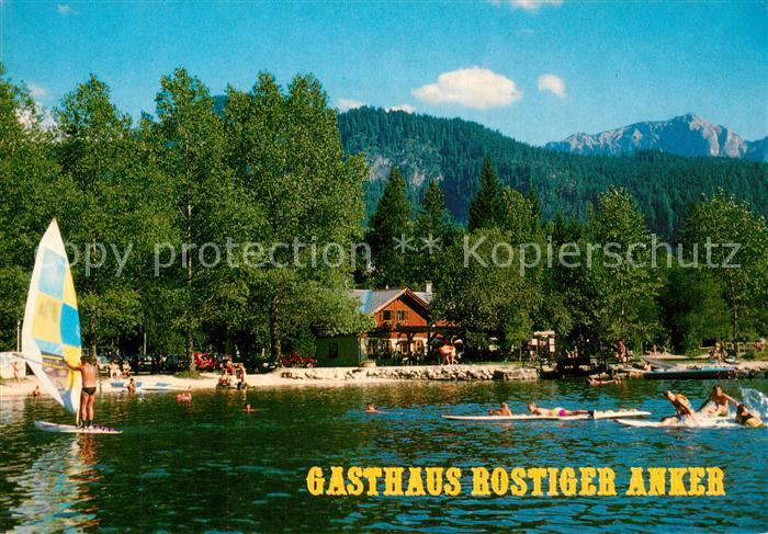 Grundlsee Steiermark Gasthaus Rostiger Anker Badestrand Windsurfen Alpenblick