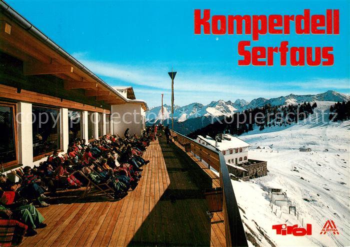 Serfaus Tirol Skigebiet Komperdell Bergrestaurant Sonnenterrasse Fernsicht Alpen