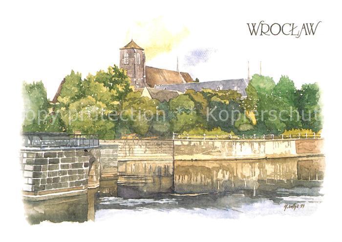 Wroclaw Kosciol na Piasku Kirche auf dem Sande Kuenstlerkarte