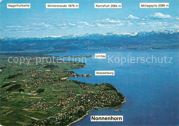 Nonnenhorn Wasserburg Lindau Alpenkette Fliegeraufnahme