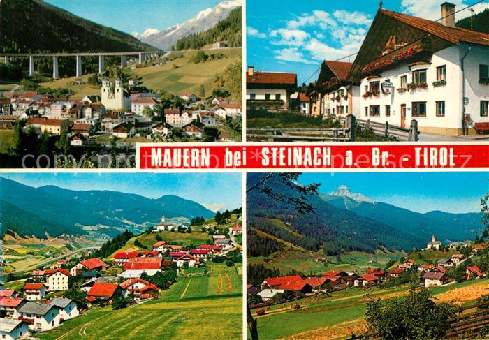 Mauern Tirol Panorama Ortsmotiv mit Hotel Gasthof Kirche Autobahnbruecke Alpen