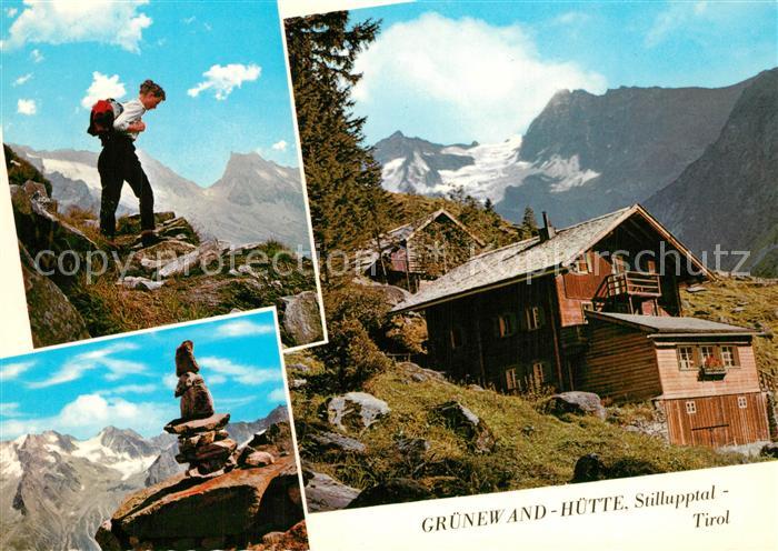 Stillupptal Gruenewand Huette mit Keilbachspitze Bergwandern Weg zur Lapenschart