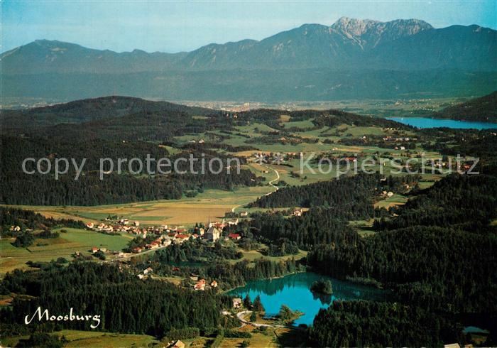 Moosburg Kaernten Sommerfrische Woerthersee Alpenpanorama Fliegeraufnahme