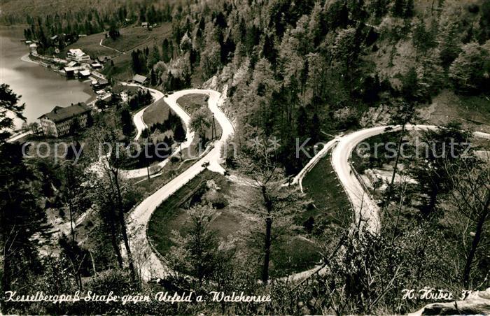 Urfeld Walchensee Fliegeraufnahme Kesselbergpass Strasse