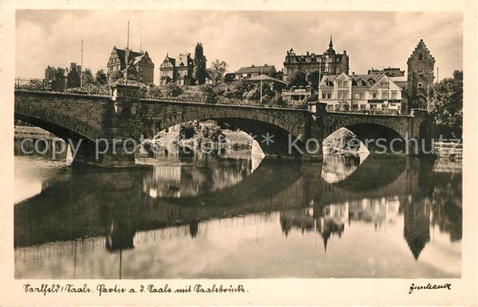 Saalfeld Saale Saalebruecke Panorama