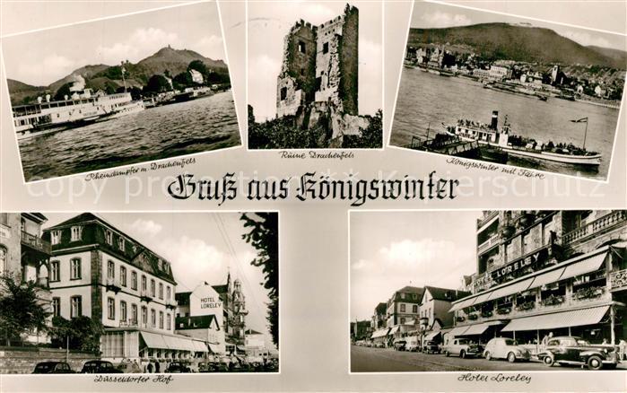 Koenigswinter Rheindampfer Drachenfels Faehre Dasseldorfer Hof Hotel Loreley