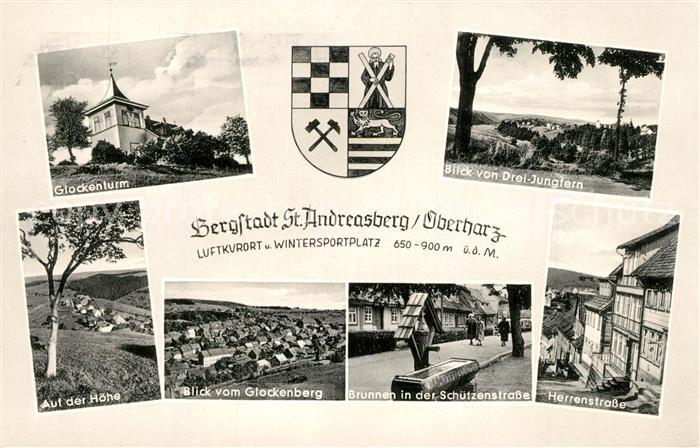 St Andreasberg Harz Glockenturm Blick von Drei Jungfern Auf der Hoehe Glockenber
