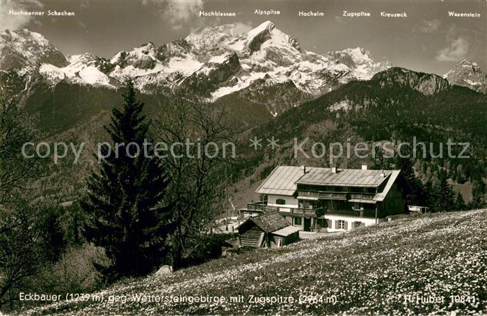 Eckbauer Alm mit Wettersteingebirge und Zugspitze