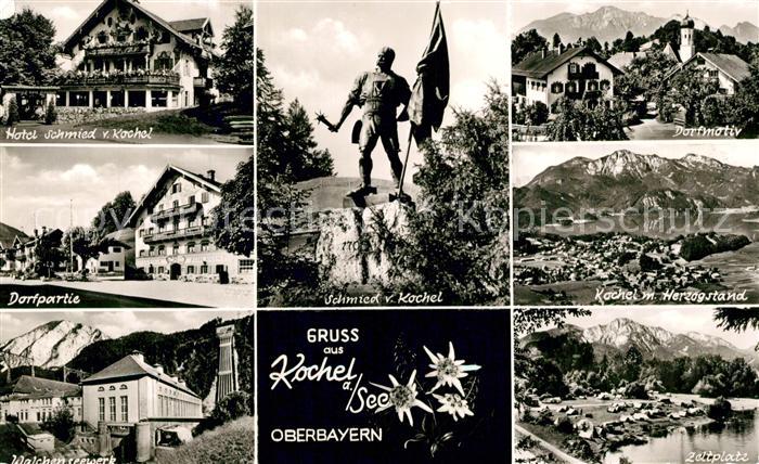 Kochel See Hotel Schmied Dorfmotiv Schmied von Kochel Walchenseewerk Zeltplatz